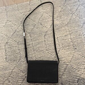 Auxiliary Black Croc-Embossed Crossbody Bag